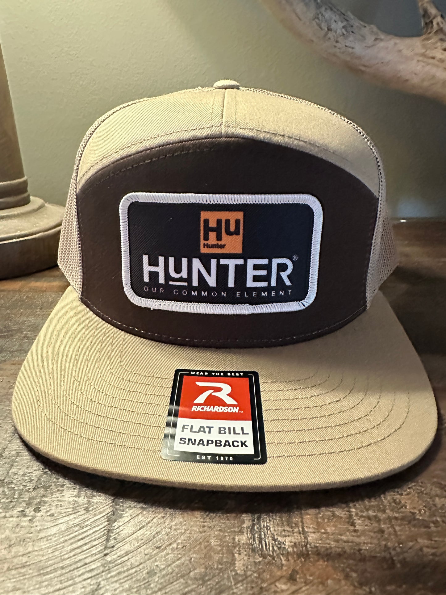 HUNTER® Black/Tan 7 Panel Legacy PATCH Hat