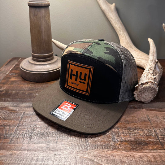 HUNTER® Black/Camo 7 Panel PATCH Hat