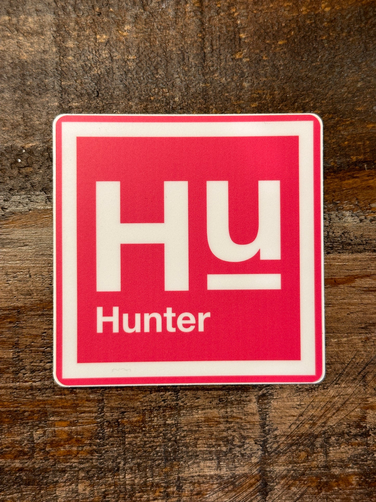 HUNTER 3x3" Decal Pink/White