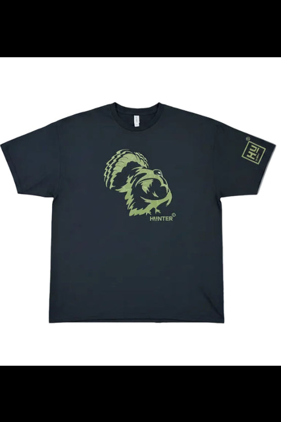 Black T-shirt w/ Green Tky Front & Hu Logo Sleeve