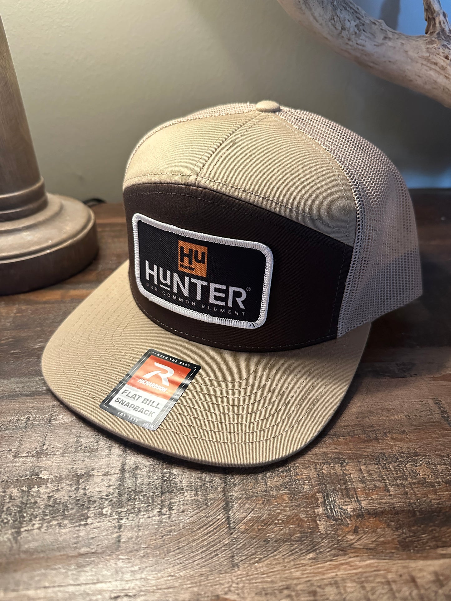 HUNTER® Black/Tan 7 Panel Legacy PATCH Hat