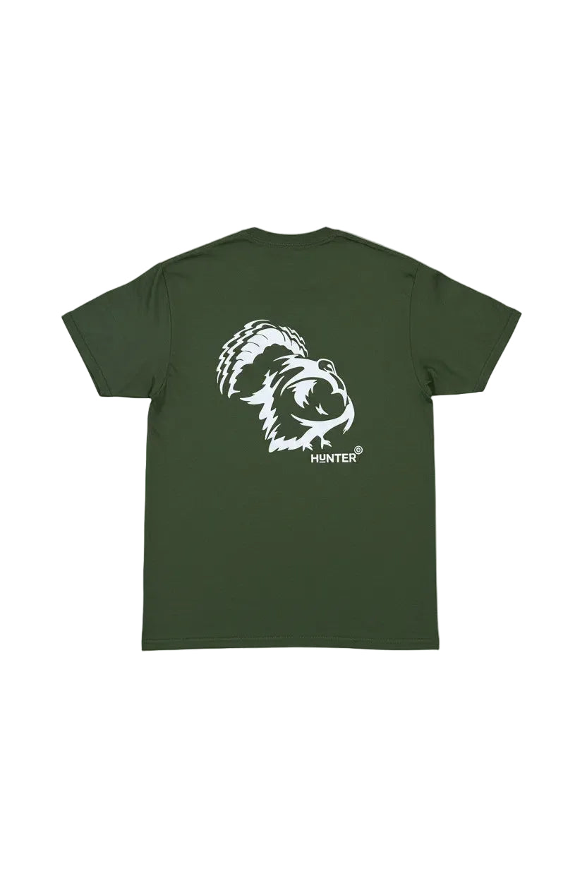 Green T-shirt w/ White Tky BACK & Hu Logo Left Chest