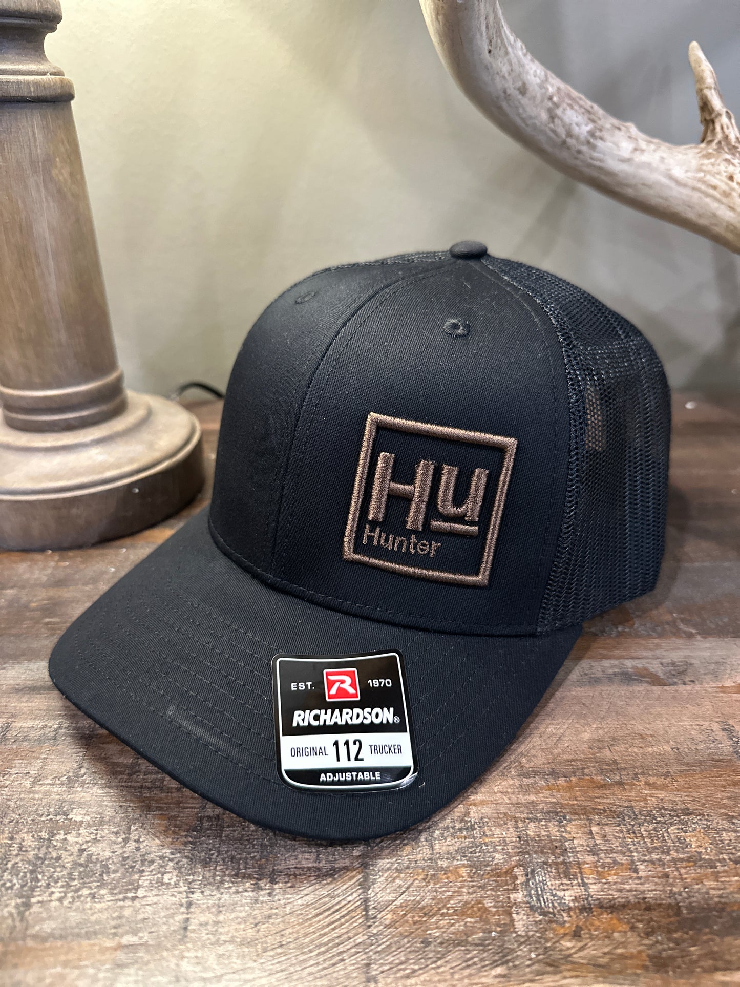 HUNTER® Black on Black / Brown 3D Logo Hat
