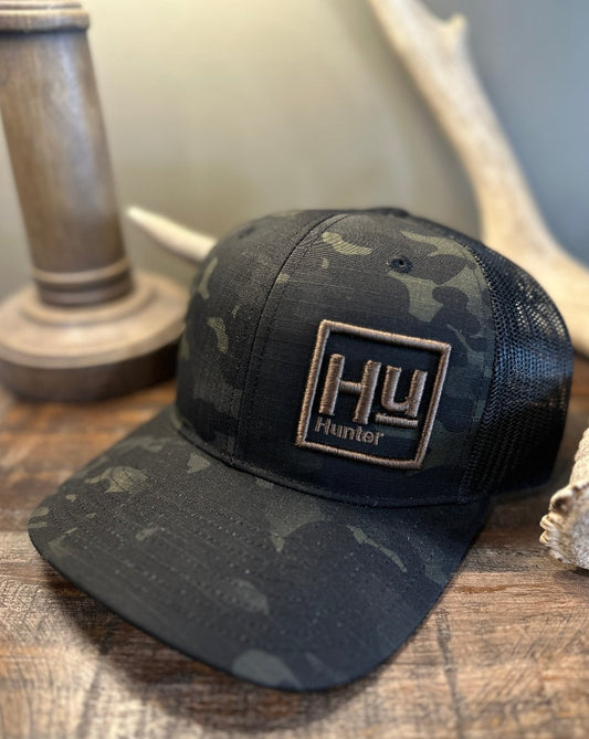 Black Camo / Brown 3D Logo Hat